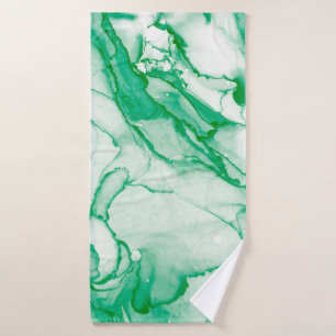 Spring Alcohol Ink Banner. Chinese Ink Painting. L Bath Towel