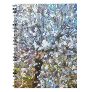 Spring Almond Blossom Pointillism Artwork Notebook