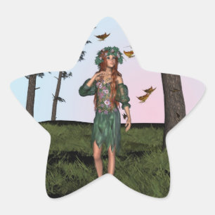 Spring and Butterflies Star Sticker