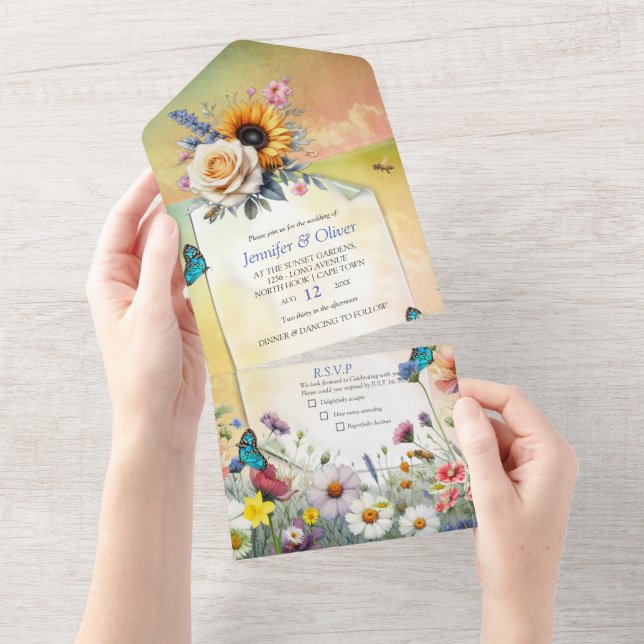 Spring and Summer Blooming Florals All In One Invitation (Tearaway)