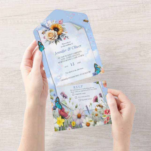 Spring and Summer Blooming Florals All In One Invitation (Tearaway)
