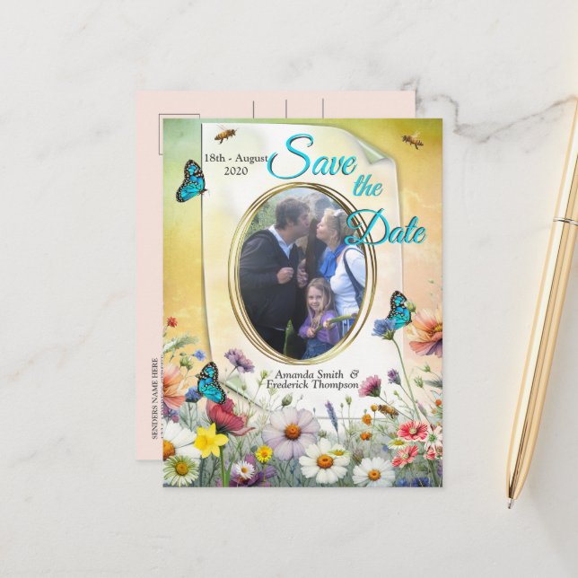 Spring and Summer Blooming Florals Announcement Postcard (Front/Back In Situ)