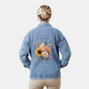 Spring and Summer Blooming Florals Denim Jacket