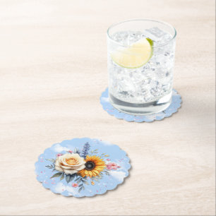 Spring and Summer Blooming Florals Paper Coaster