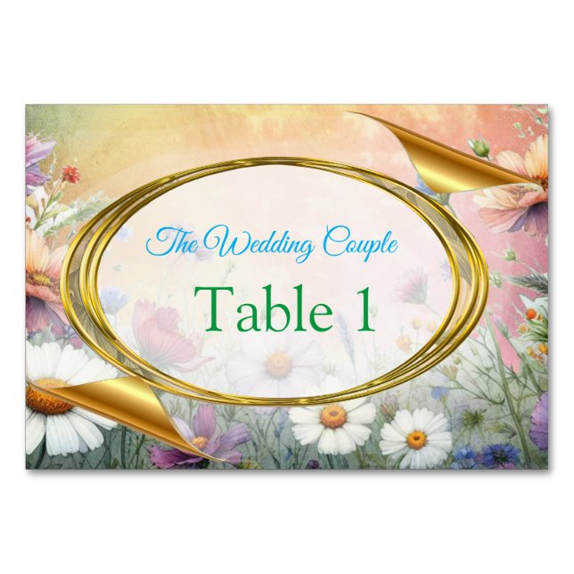 Spring and Summer Blooming Florals Table Number (Front)