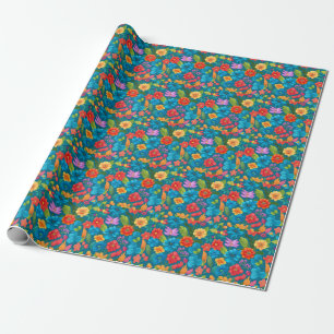 Spring and Summer Colourful Floral Pattern Wrapping Paper