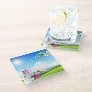 Spring and Summer Sunny Day Glass Coaster