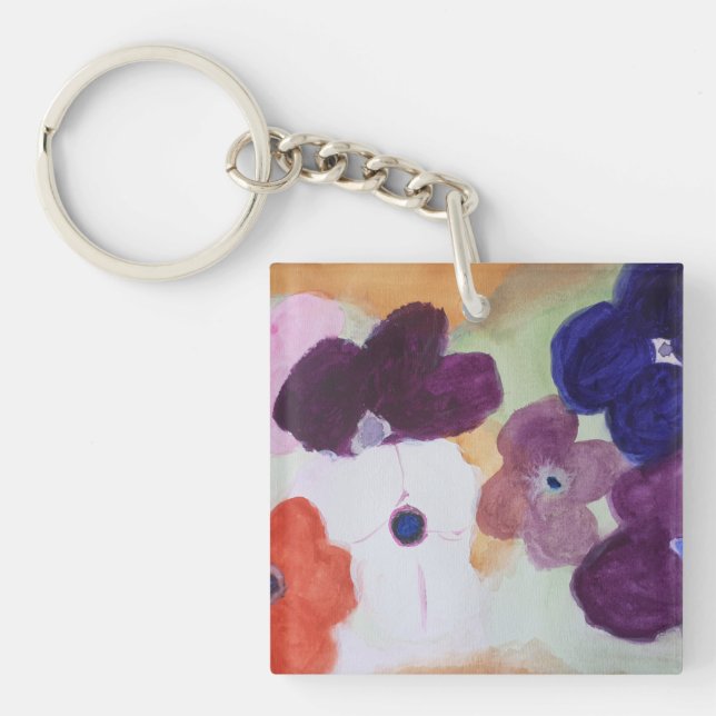 Spring Anemones Acrylic Key Ring (Front)
