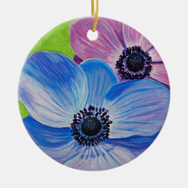 Spring Anemones Ceramic Tree Decoration (Front)