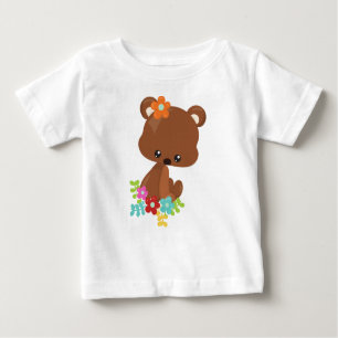 Spring Animals, Cute Bear, Little Bear, Flowers Baby T-Shirt