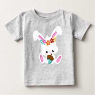 Spring Animals, Cute Bunny, Little Bunny, Flowers Baby T-Shirt