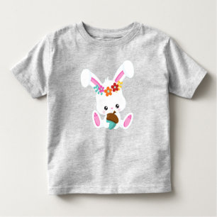 Spring Animals, Cute Bunny, Little Bunny, Flowers Toddler T-Shirt