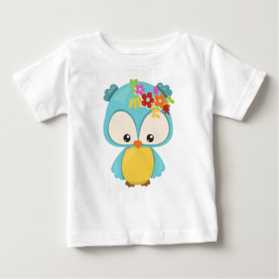 Spring Animals, Cute Owl, Little Owl, Flowers Baby T-Shirt