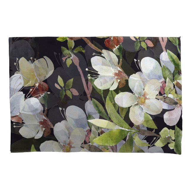 Spring Apricot Branches: Watercolor Seamless. Pillowcase (Front)