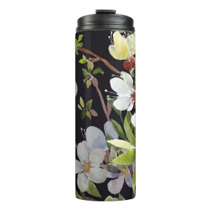 Spring Apricot Branches: Watercolor Seamless. Thermal Tumbler
