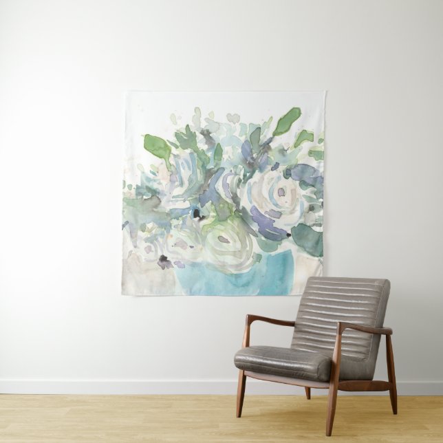 Spring Arrangement - Watercolor Bouquet Tapestry (In Situ)