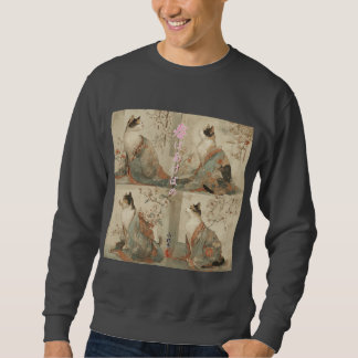 "Spring at Dawn" Japanese Cat in Kimono Art Sweatshirt