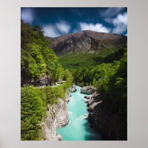 Spring at river Soča from Napoleon bridge Poster