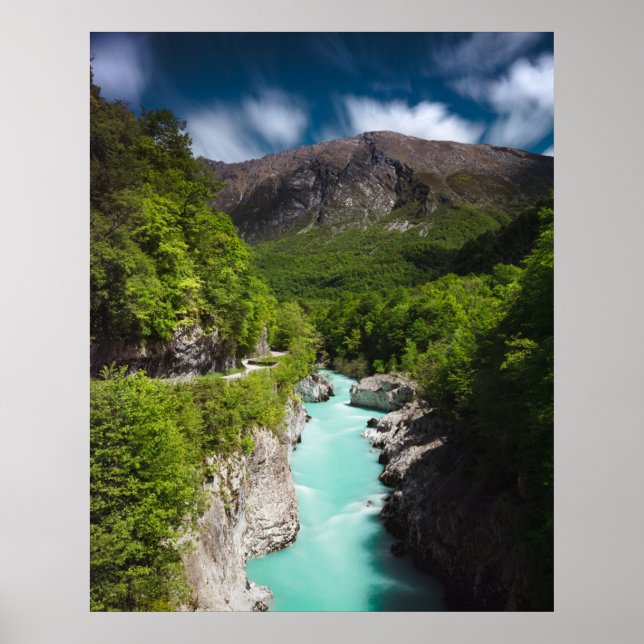 Spring at river Soča from Napoleon bridge Poster (Front)