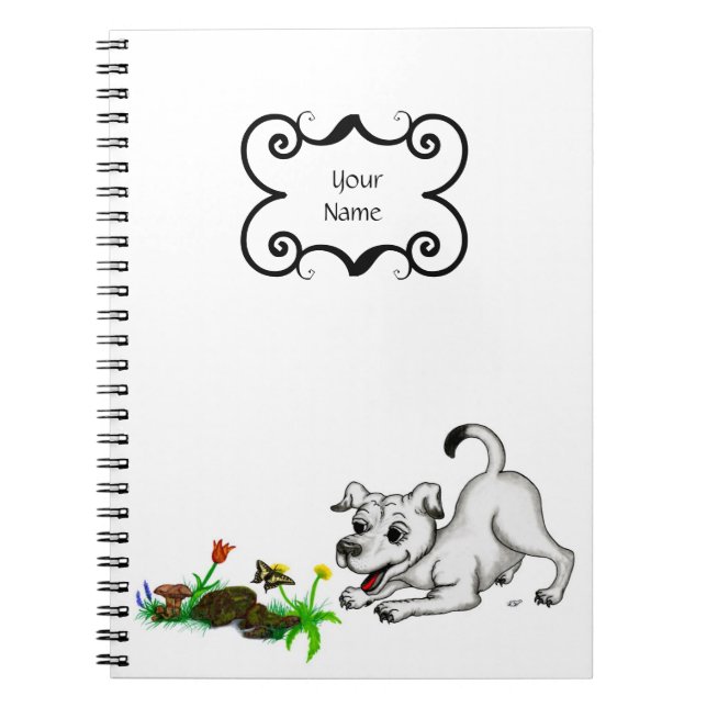 Spring-awake, puppy with butterfly notebook (Front)