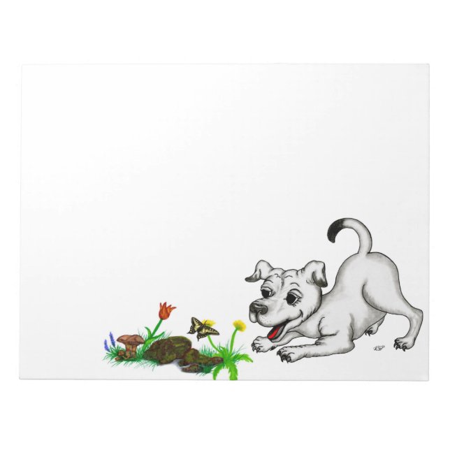 Spring-awake, puppy with butterfly notepad (Front)