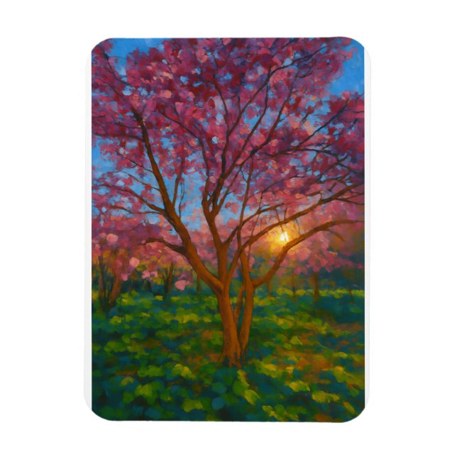 Spring Awakening – Blooming Tree Landscape Magnet (Vertical)