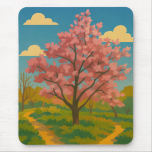 Spring Awakening – Blooming Tree Landscape Mouse Pad