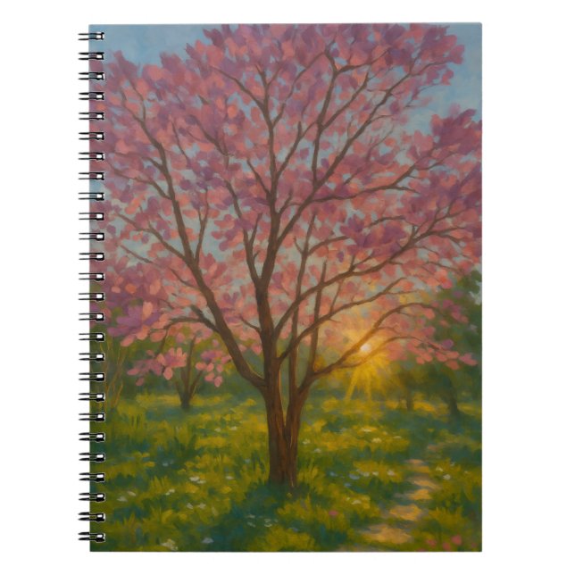 Spring Awakening – Blooming Tree Landscape Notebook (Front)