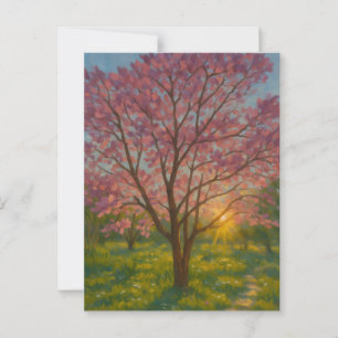 Spring Awakening – Blooming Tree Landscape Postcard
