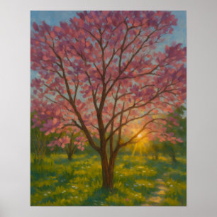 Spring Awakening – Blooming Tree Landscape Poster