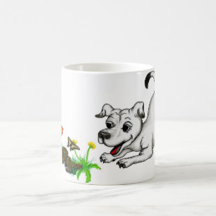 Spring Awakening, Puppy with Flowers and Butterfly Coffee Mug