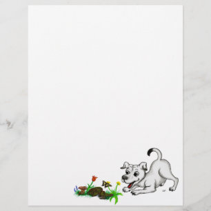Spring Awakening, Puppy with Flowers and Butterfly Custom Letterhead