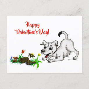 Spring Awakening, Puppy with Flowers and Butterfly Postcard