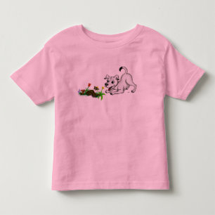 Spring Awakening, Puppy with Flowers and Butterfly Toddler T-Shirt