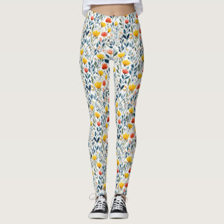 Spring Awakening: Whimsical Floral Pattern Leggings