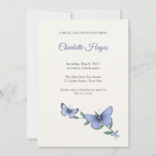 Spring Azure Butterfly Bridal Luncheon Invitation