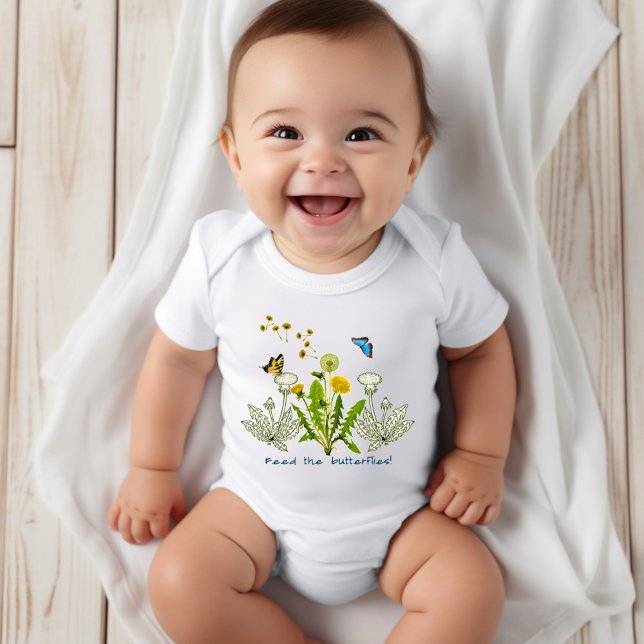 Spring Baby Dandelions Feed the Butterflies Saying Bodysuit (Creator Uploaded)