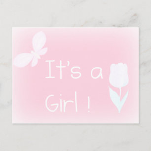 Spring baby girl - personalised birth announcement postcard