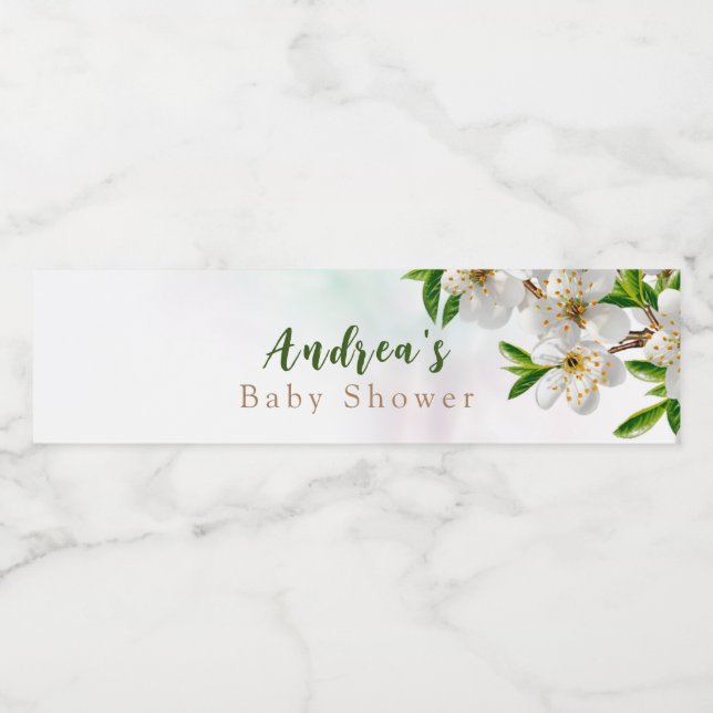 Spring Baby in Bloom Baby Shower Water Bottle Label (Single Label)