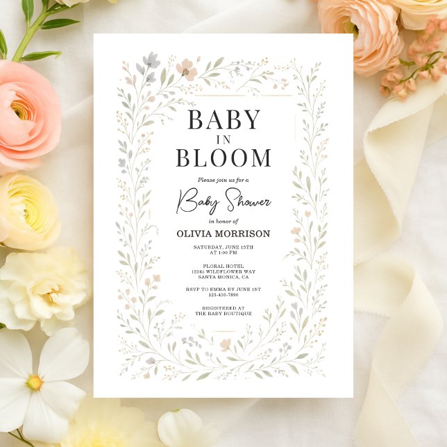 Spring Baby in Bloom Wildflower Baby Shower Invitation (Creator Uploaded)