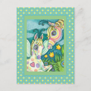 SPRING BABY, NEW ARRIVAL FAIRY FILLY HORSE FANTASY HOLIDAY POSTCARD
