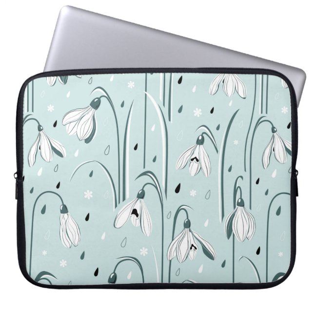 Spring background with delicate snowdrop flowers a laptop sleeve (Front)