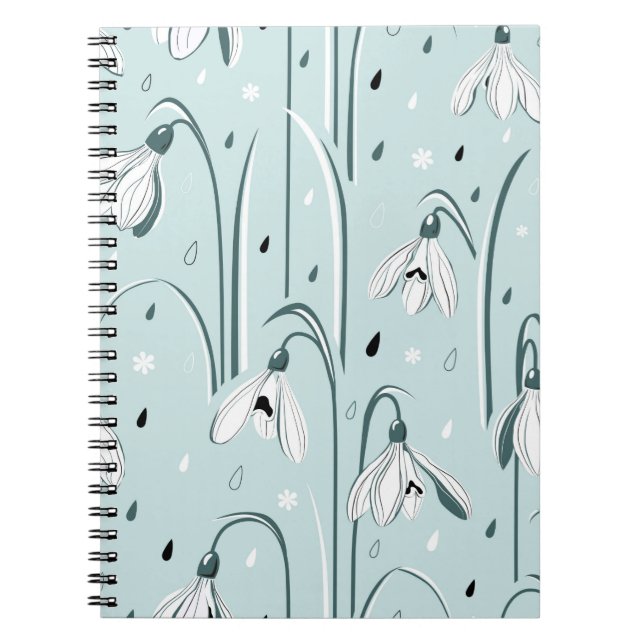 Spring background with delicate snowdrop flowers a notebook (Front)