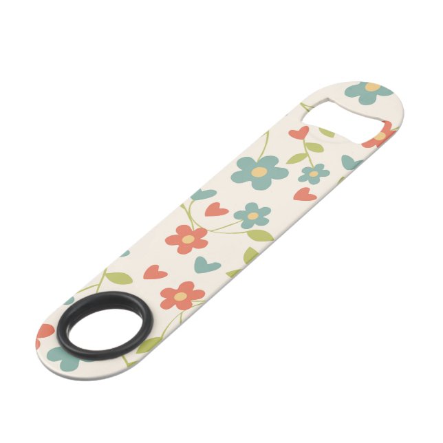 Spring Bar Key Floral Bottle Opener (Front Angled)