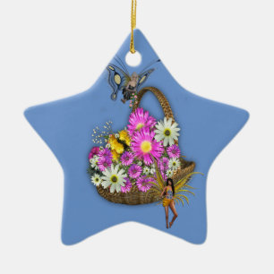 Spring basket gatherers ceramic tree decoration