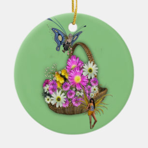Spring basket gatherers ceramic tree decoration