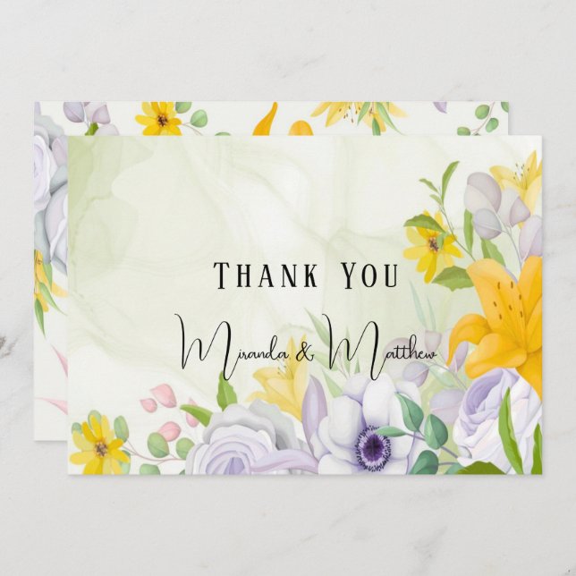 Spring Beautiful Floral Wedding Thank You Cards (Front/Back)