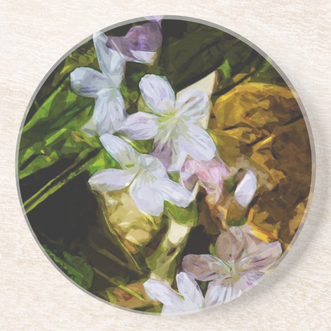 Spring Beauty a Purple Wildflower Abstract Coaster (Front)
