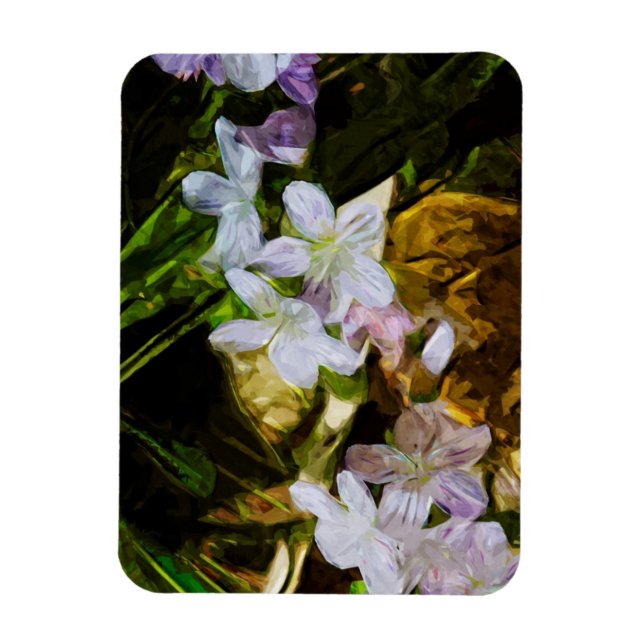 Spring Beauty a Purple Wildflower Abstract Magnet (Vertical)