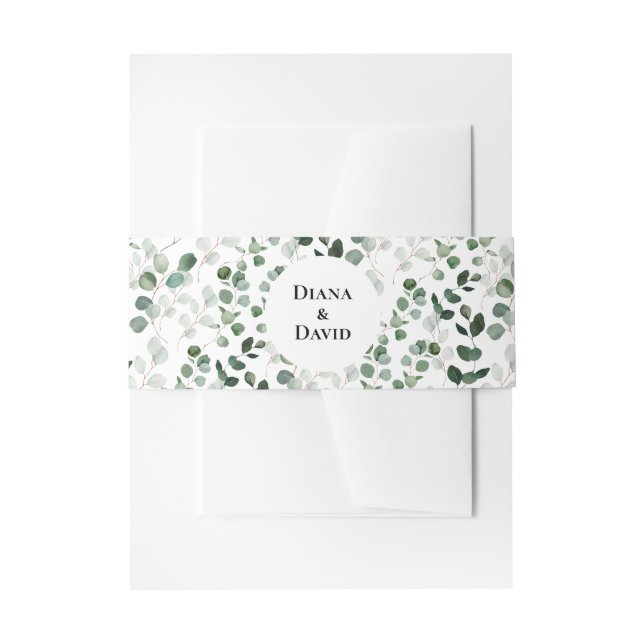 SPRING BEAUTY BOTANICAL GREENERY  INVITATION BELLY BAND (Front Example)